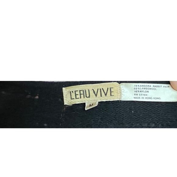 L’eau Vive Womens Sweater Medium Black Angora Lambswool Padded Sequins Vintage - Picture 5 of 5